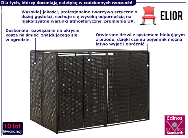 Osłona na kosz na śmieci Novida 4X kolor czarny