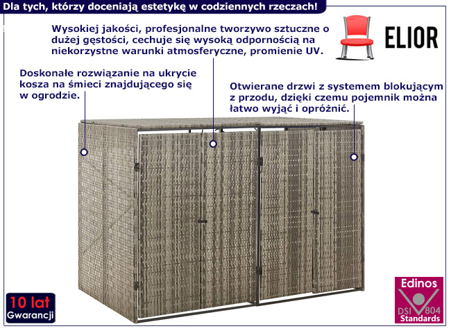 Osłona na kosz na śmieci Toreno 4X kolor szary