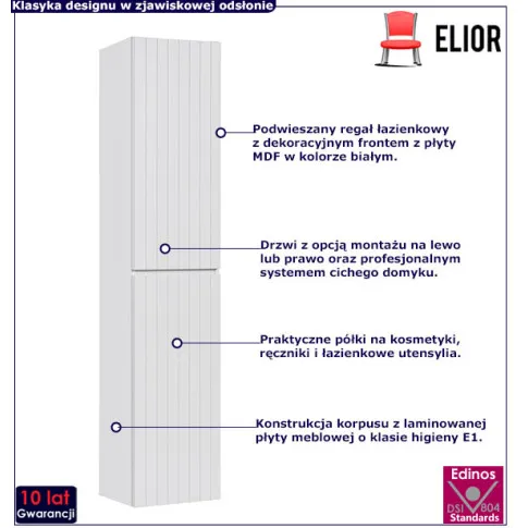 Biały podwieszany regał słupek do łazienki Dione 4X