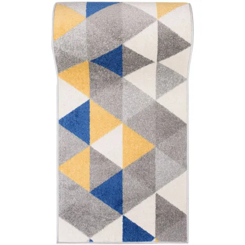 Szaro niebieski chodnik dywanowy skandynawski w trójkaty Fuwi 3X