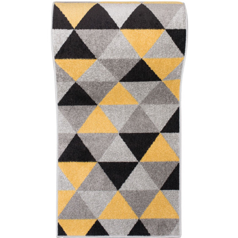 Skandynawski szaro-żółty chodnik dywanowy w trójkąty Fuwi 3X