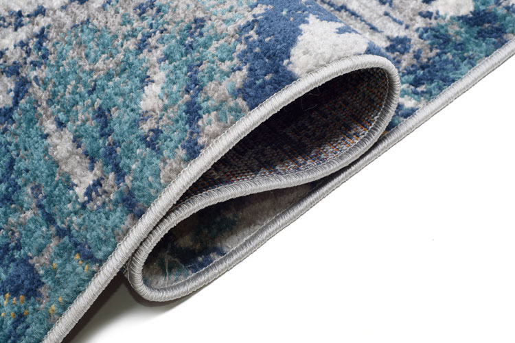 Ciemnoniebieski nowoczesny chodnik dywanowy w liście Brewis 3X