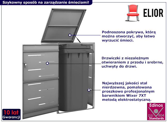 Osłona na śmietnik ogrodowy Zinero kolor antracyt