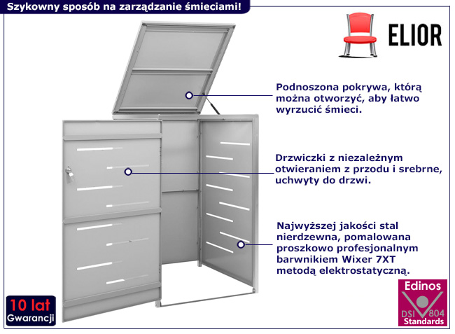 Osłona na śmietnik ogrodowy Dylax kolor szary