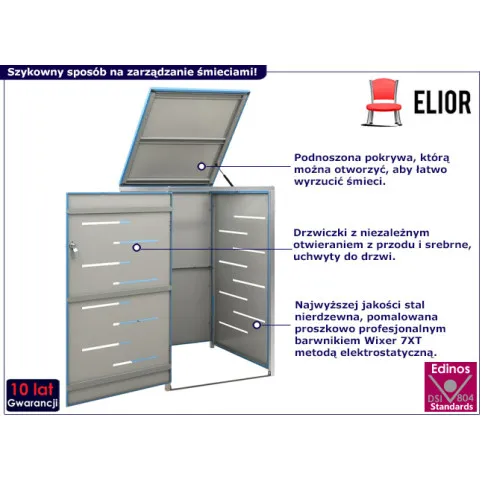 Stalowa obudowa na śmietnik Zinero kolor niebieski