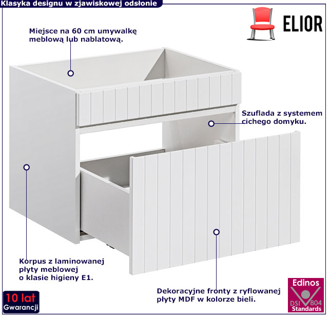 Szafka łazienkowa pod umywalkę 60 cm Tereza 5X biała