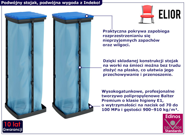 Podwójny stojak na worki ze śmieciami Indeko