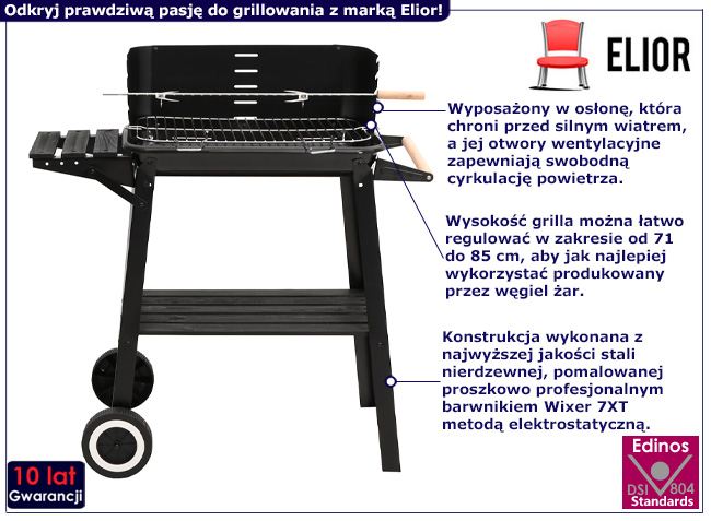 Grill węglowy na kółkach Levana