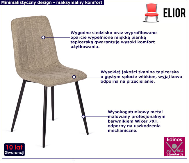 Beżowe tapicerowane minimalistyczne krzesło Zani