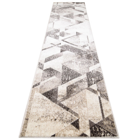Nowoczesny chodnik dywanowy beżowo brązowy w geometryczny wzór Iwos 4X