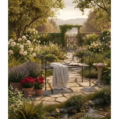 Fotografia Metalowa ławka ogrodowa Corsika - brązowa z kategorii Ławki ogrodowe