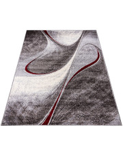 Prostokątny dywan w abstrakcyjny szaro-czerwony wzór - Uwis 10X w sklepie Edinos.pl