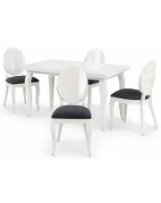 Biały rozkładany stół z 4 krzesłami - Aproxi w sklepie Edinos.pl