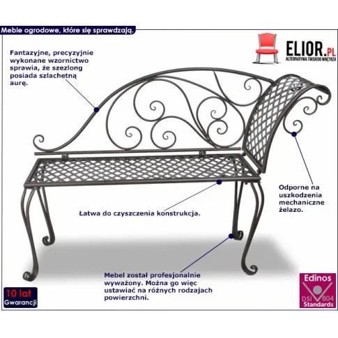 Metalowy szezlong ogrodowy Frida infografika