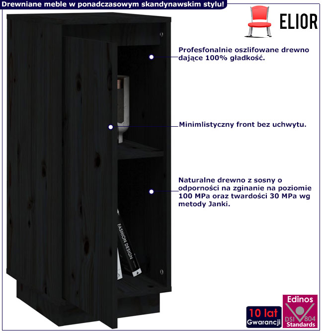 Infografika czarnego kompletu 2 szafek Peso 4X