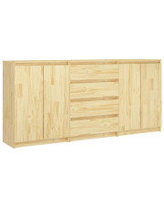 Komplet 3 szafek z litego drewna sosnowego - Ivon
