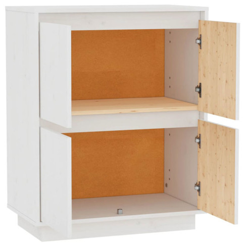 Biała kwadratowa szafka z litego drewna do sypialni Gravos