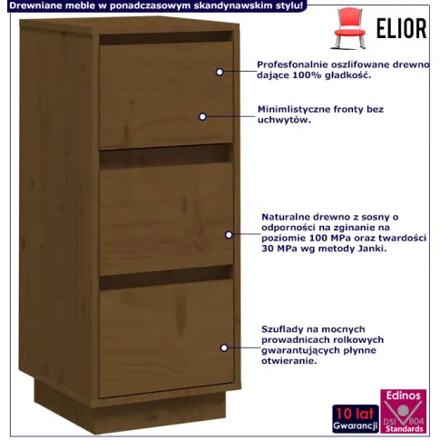 Infografika kompletu 2 szafek z szufladami miodowy brąz Ewis 4X