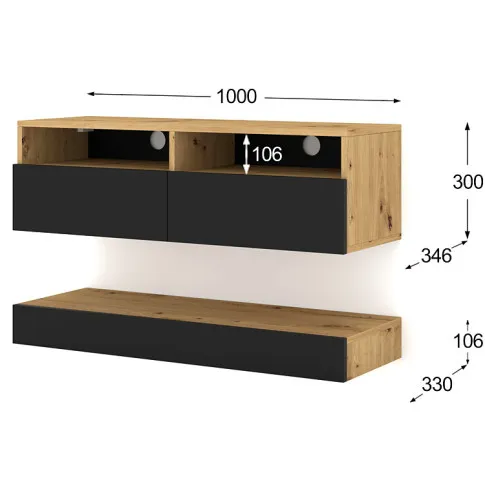 wymiary szafki rtv ze schowkiem 100cm Svan 5X