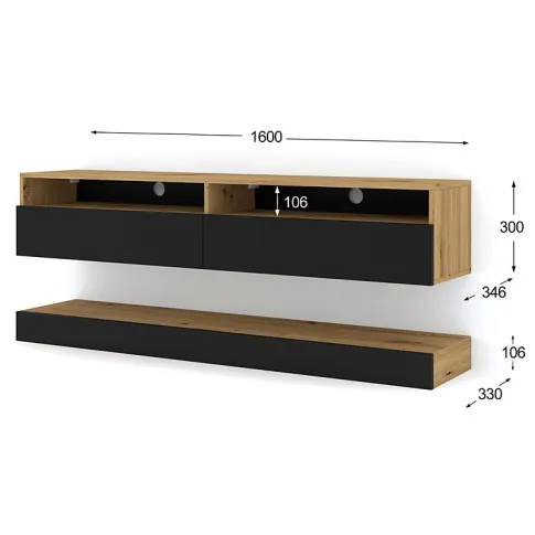 wymiary szafki rtv ze schowkiem 160cm Svan 6X