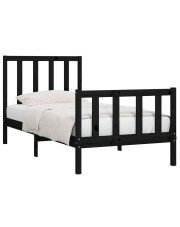 Czarne drewniane łóżko 90x200 cm - Ingmar 3X w sklepie Edinos.pl