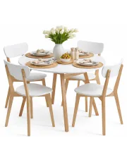 Okrągły rozkładany stół z 4 krzesłami - Rosaro w sklepie Edinos.pl