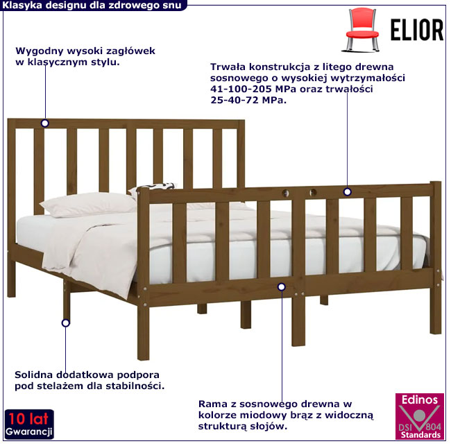 Podwójne brązowe drewniane łózko Alzak 5X