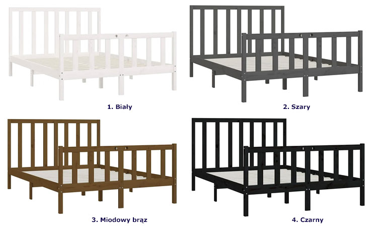 Kolory łóżka drewnianego 140x200 Alzak 5X
