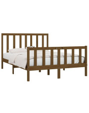 Dwuosobowe drewniane łóżko brązowe140x200 cm - Ingmar 5X w sklepie Edinos.pl