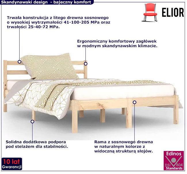 Sosnowe łóżko 120x200 Jaxo 4X