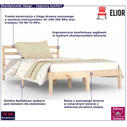 Drewniane łóżko w kolorze naturalnym 120x200 Lenar 4X
