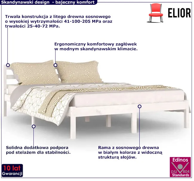 Białe podwójne łózko 140x200 Moreli 5X