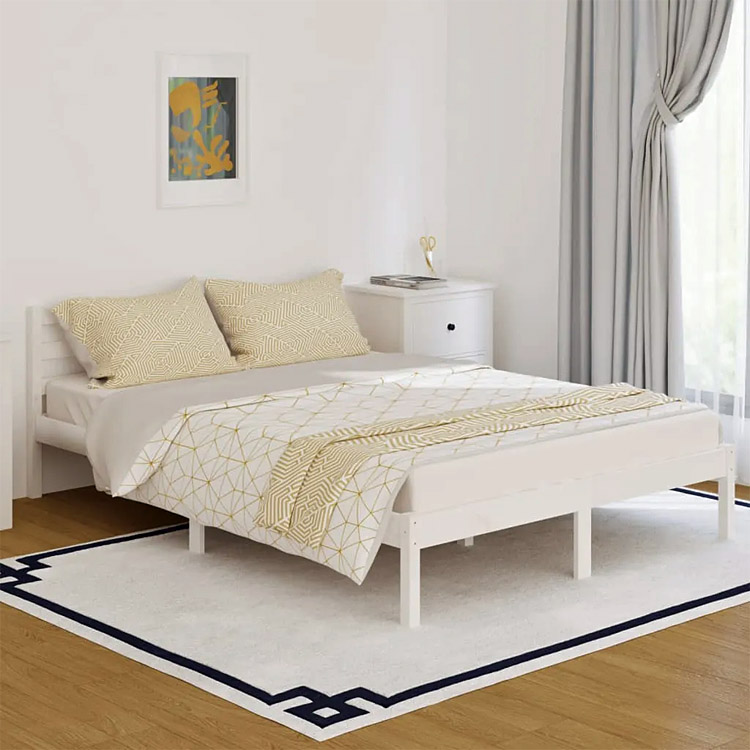 Aranżacja z białym podwójnym łóżkiem Lenar 5X 140x200