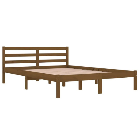 brązowe drewniane łóżko 140x200 Lenar 5X