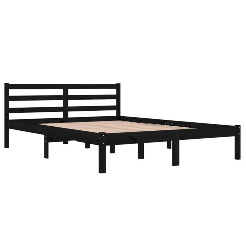 czarne drewniane łóżko 140x200 Lenar 5X