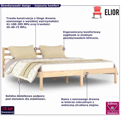 Drewniane łóżko w kolorze naturalnym 160x200 Lenar 6X