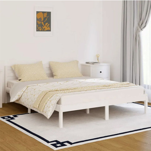 Wizualizacja aranżacji z sosnowym białym łóżkiem 160x200 Lenar 6X