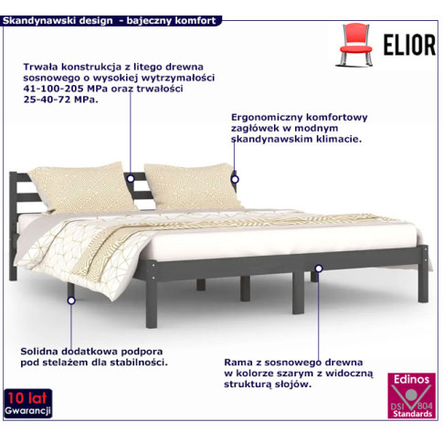 Drewniane łóżko w kolorze szarym 160x200 Lenar 6X