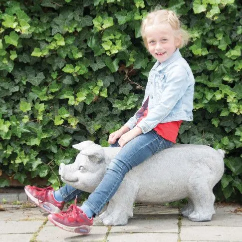 Zdjęcie esschert Design Kamienna ławka ogrodowa świnka, Kalola, szara | Edinos.pl