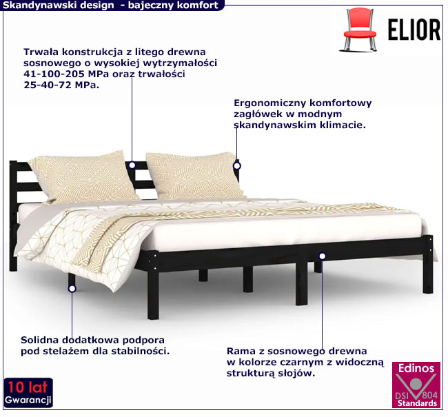Czarne łózko 160x200 Jaxo 6X