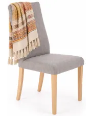 Krzesło tapicerowane nowoczesne beż + dąb sonoma - Opex 5X w sklepie Edinos.pl