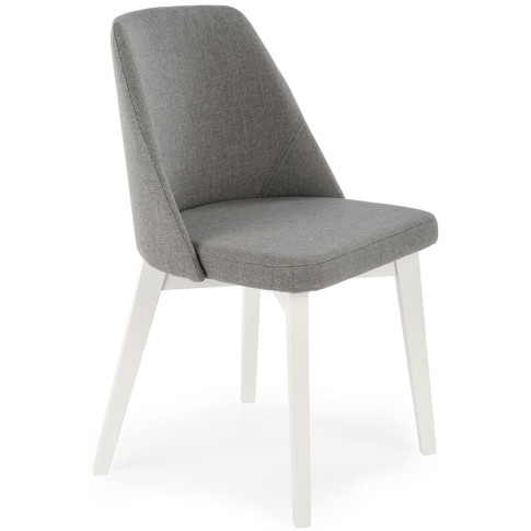 Kubełkowe krzesło tapicerowane szare z białą podstawą Puvo 7x