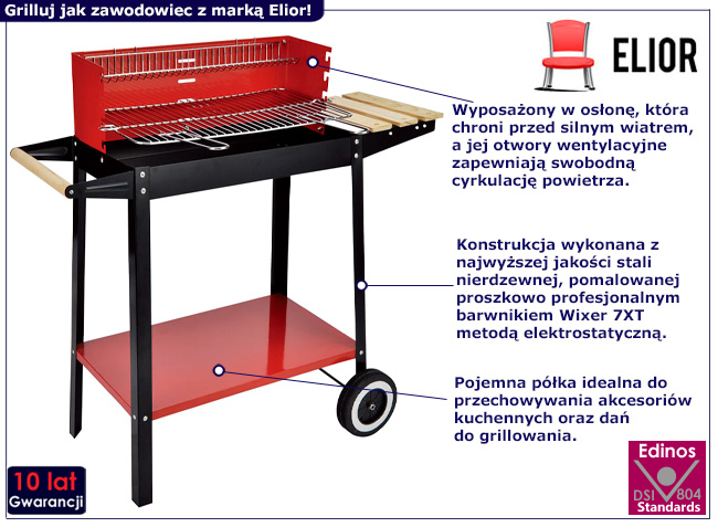 Grill węglowy na kółkach Midor