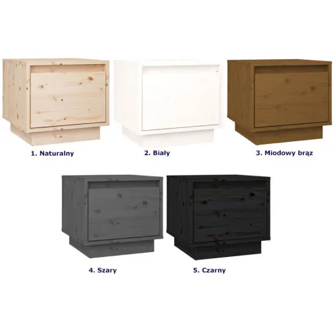 Kolory drewnianej szafki nocnej z szuflada Povo