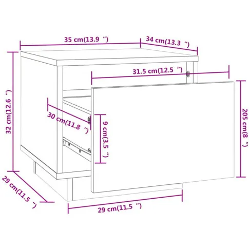 Wymiary drewnianej szafki nocnej z szuflada Povo