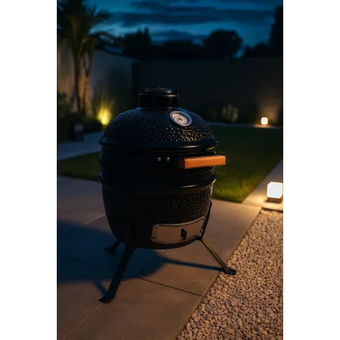 Czarny ceramiczny grill z funkcją wędzenia   Foxie