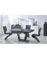 Antracytowy rozkładany stół z 4 krzesłami - Tanumo w sklepie Edinos.pl