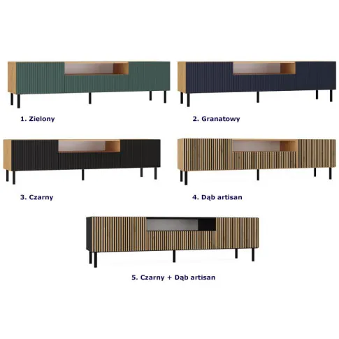 Szafka RTV z lamelami czarny + dąb artisan - Frea 3X | Edinos.pl