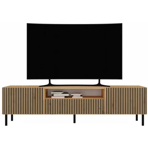 Szafka rtv z lamelami na nóżkach dąb artisan Kemi 3X