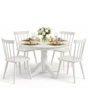 Biały okrągły stół z krzesłami - Anisa w sklepie Edinos.pl